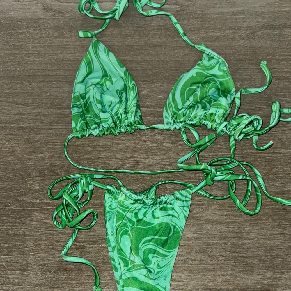Green Swirl Bikini Set